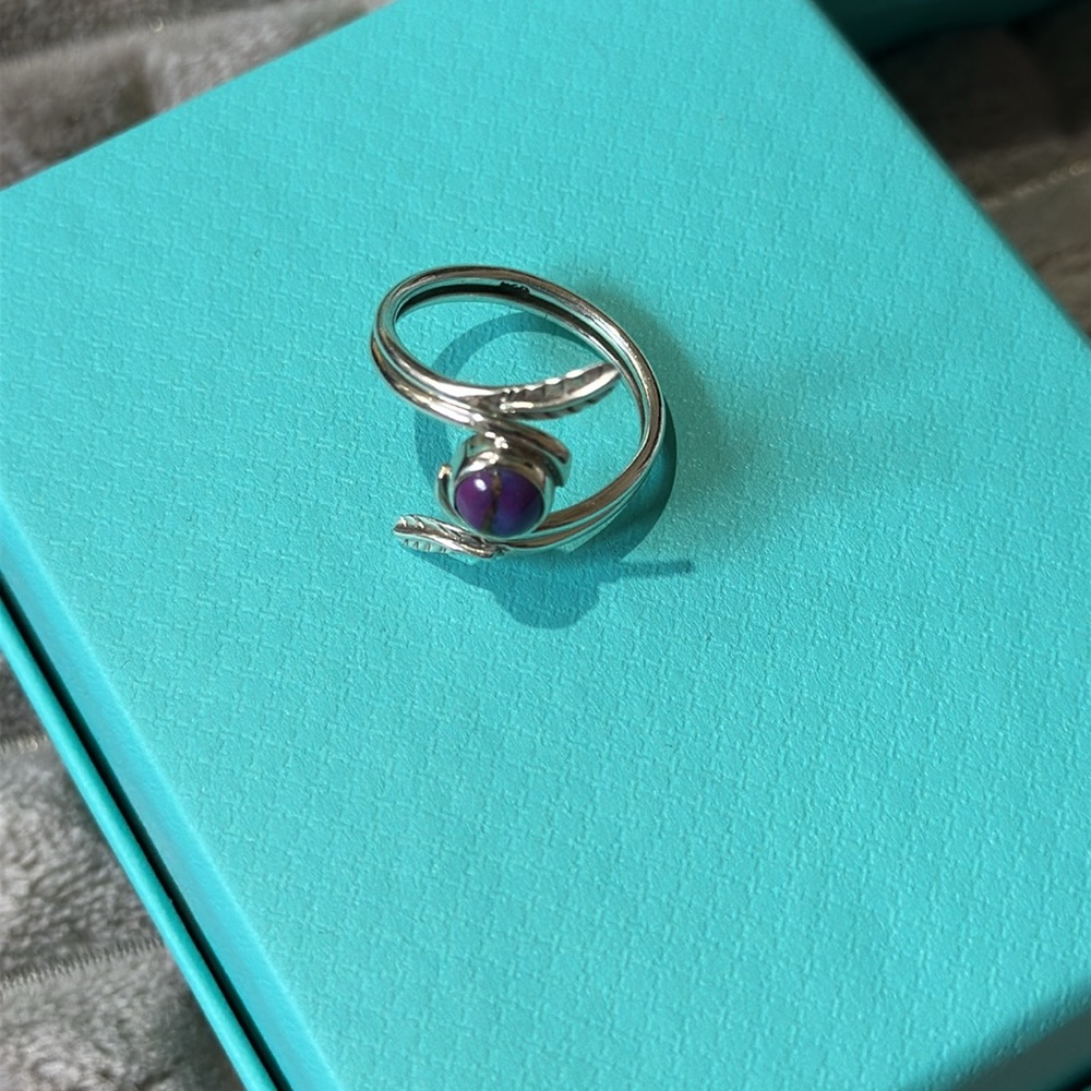 Solid 925 Sterling Silver Purple Copper Gemstone … - image 3